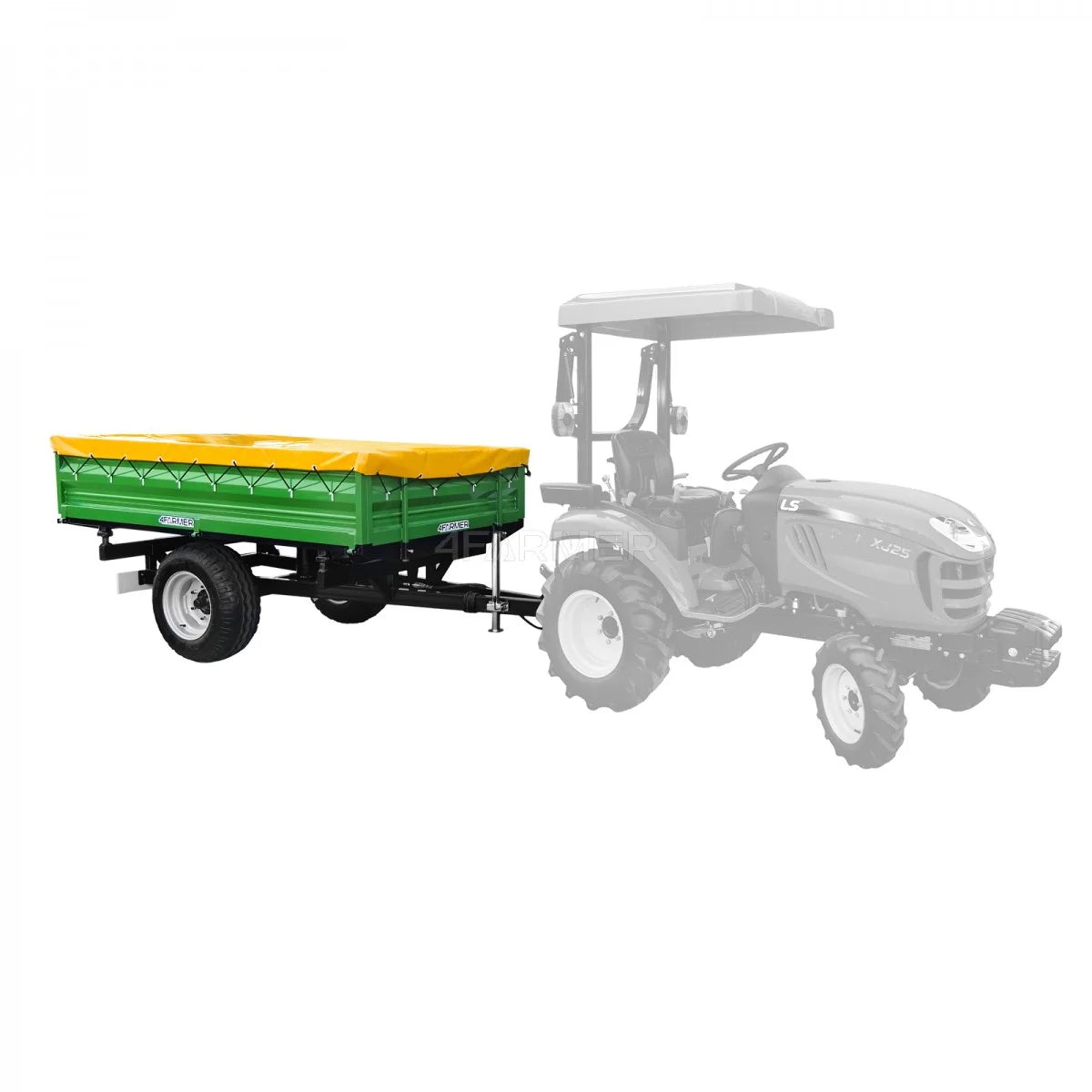 Rimorchio agricolo a un asse 2,5T con cassone ribaltabile + telo