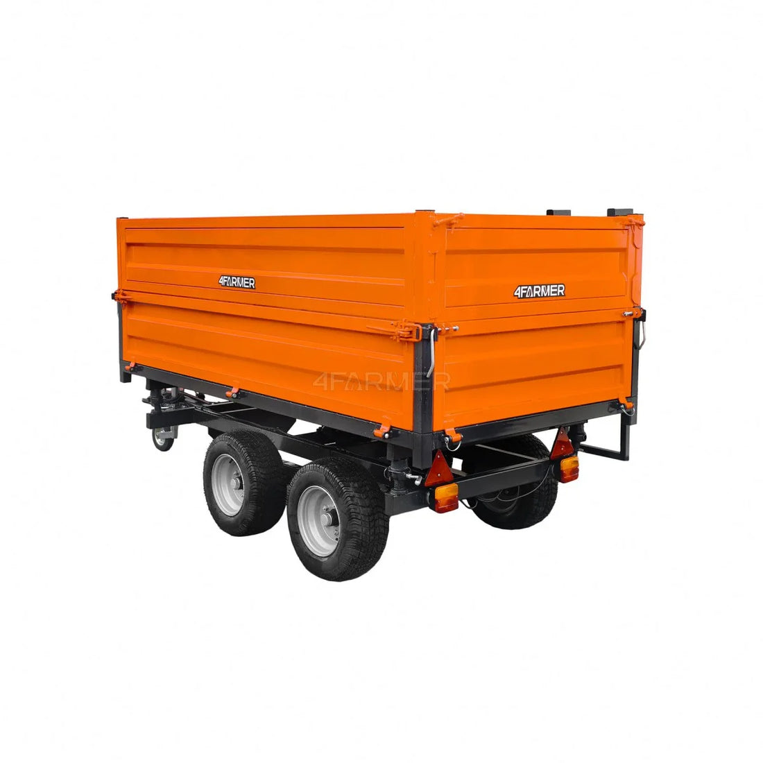 Rimorchio agricolo 2 assi 2,5 T con cassone ribaltabile e prolunghe