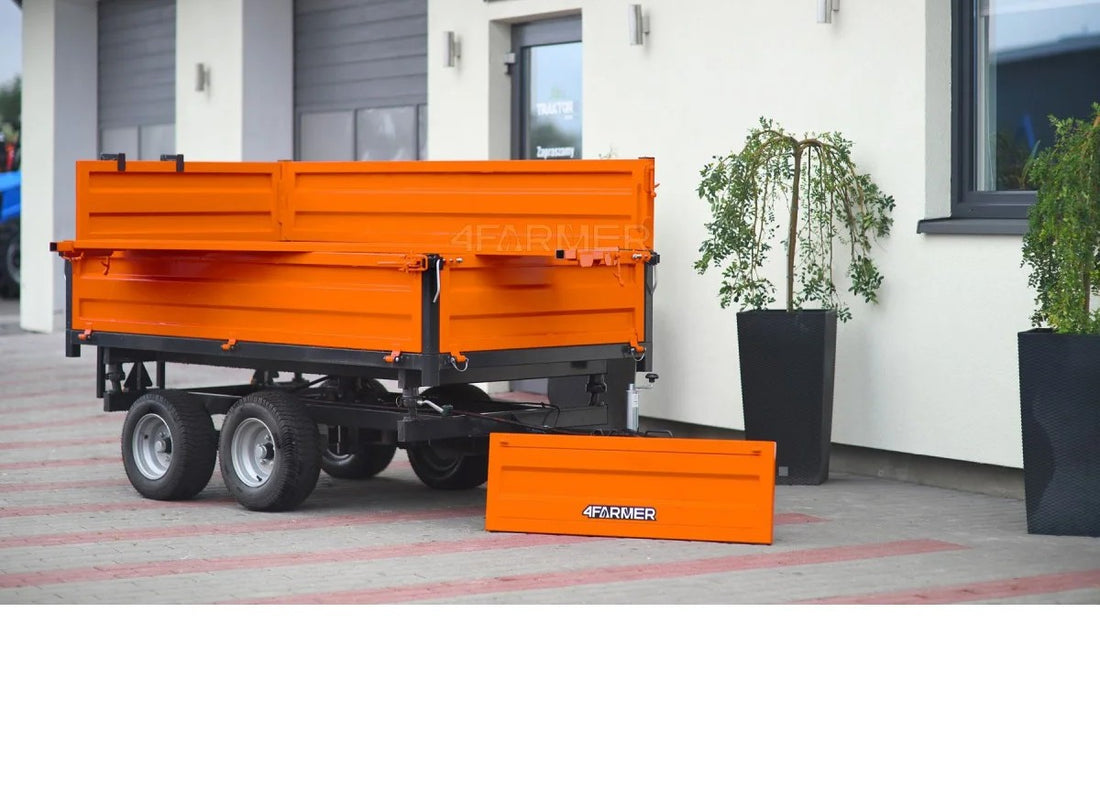 Rimorchio agricolo 2 assi 2,5 T con cassone ribaltabile e prolunghe