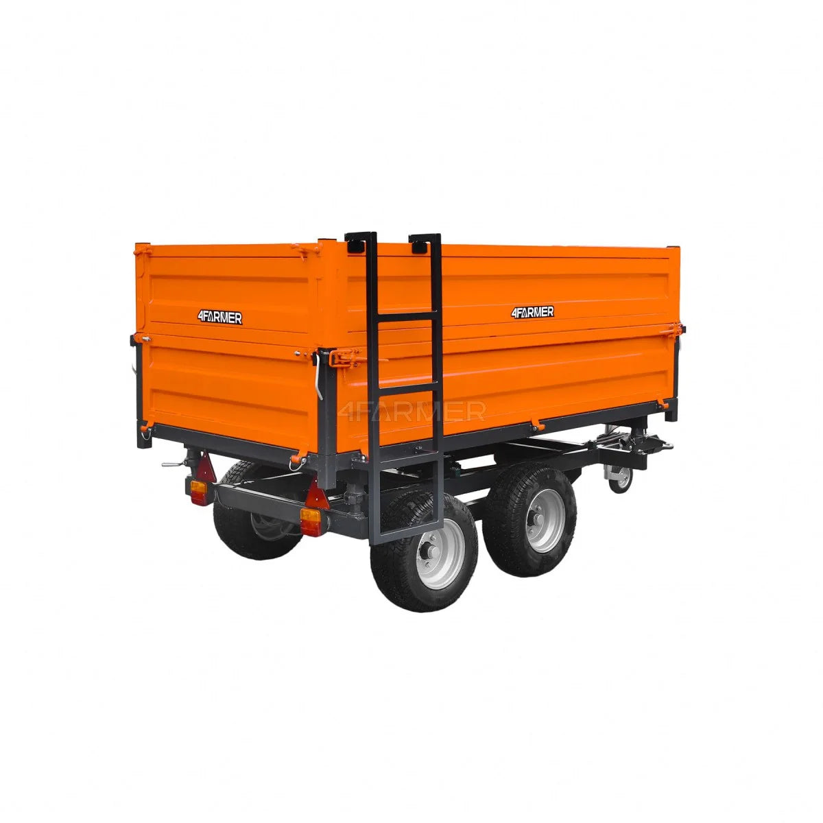 Rimorchio agricolo 2 assi 2,5 T con cassone ribaltabile e prolunghe