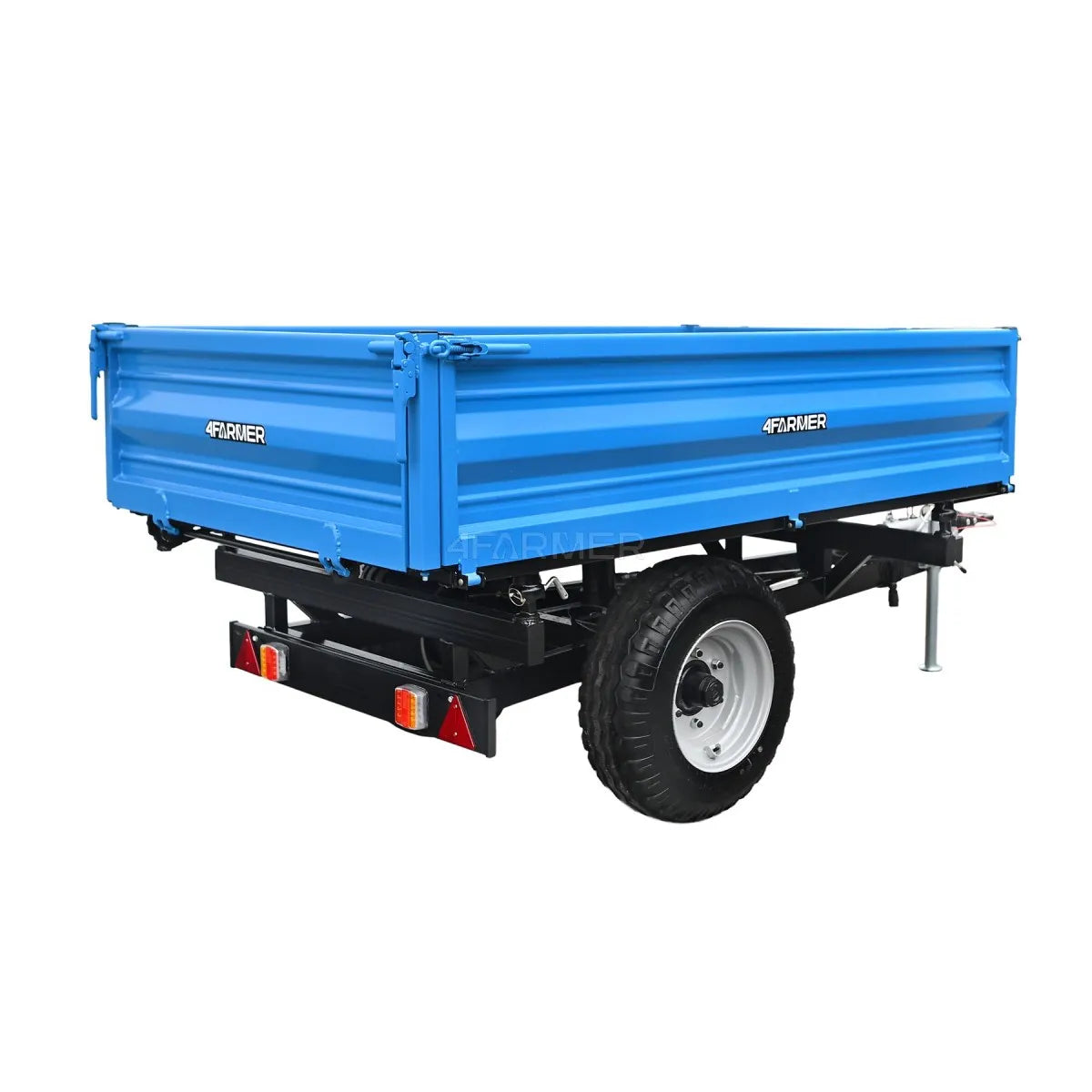 Rimorchio agricolo monoasse 2,5T con ribaltamento e freno a inerzia