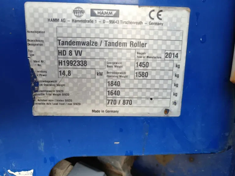 Rullo tandem HAMM HD 8 VV